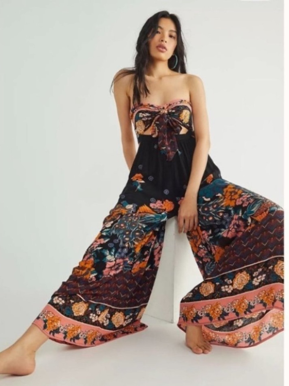 New Free People Bali Birds of Paradise Jumpsuit XS